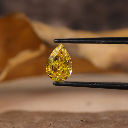 Žuti dijamant uzgojen u laboratoriji kruške, 1.55 CT kruška rezani dijamant za zaručnički ili vjenčani prsten