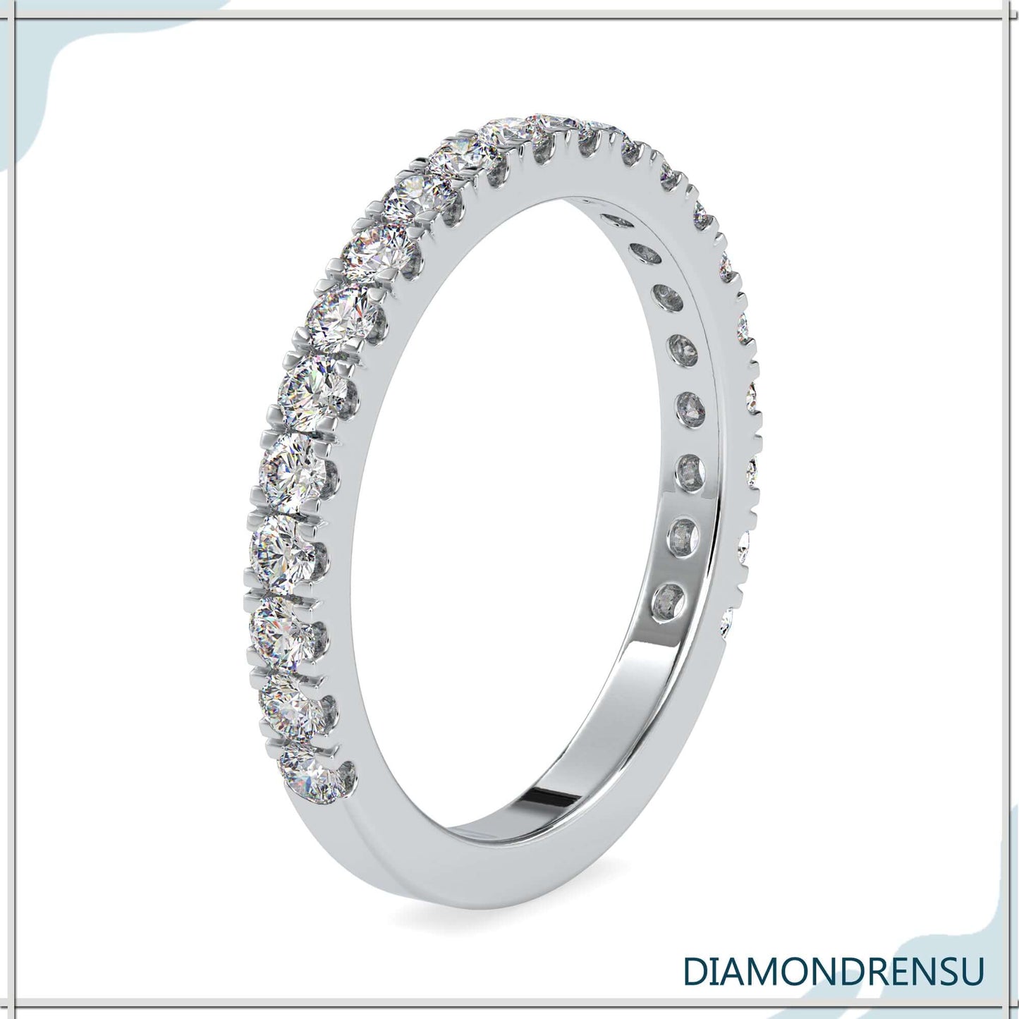 2.00 MM Round Brilliant Cut Three Quarter Moissanite Eternity Wedding Band