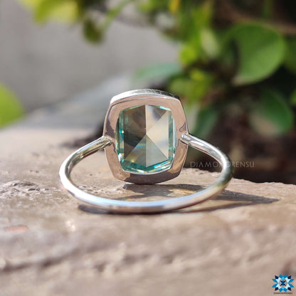 3.98 CT Elegantni cijan plavi jastučić sa roze reznim okvirom set pasijans zaručnički prsten 