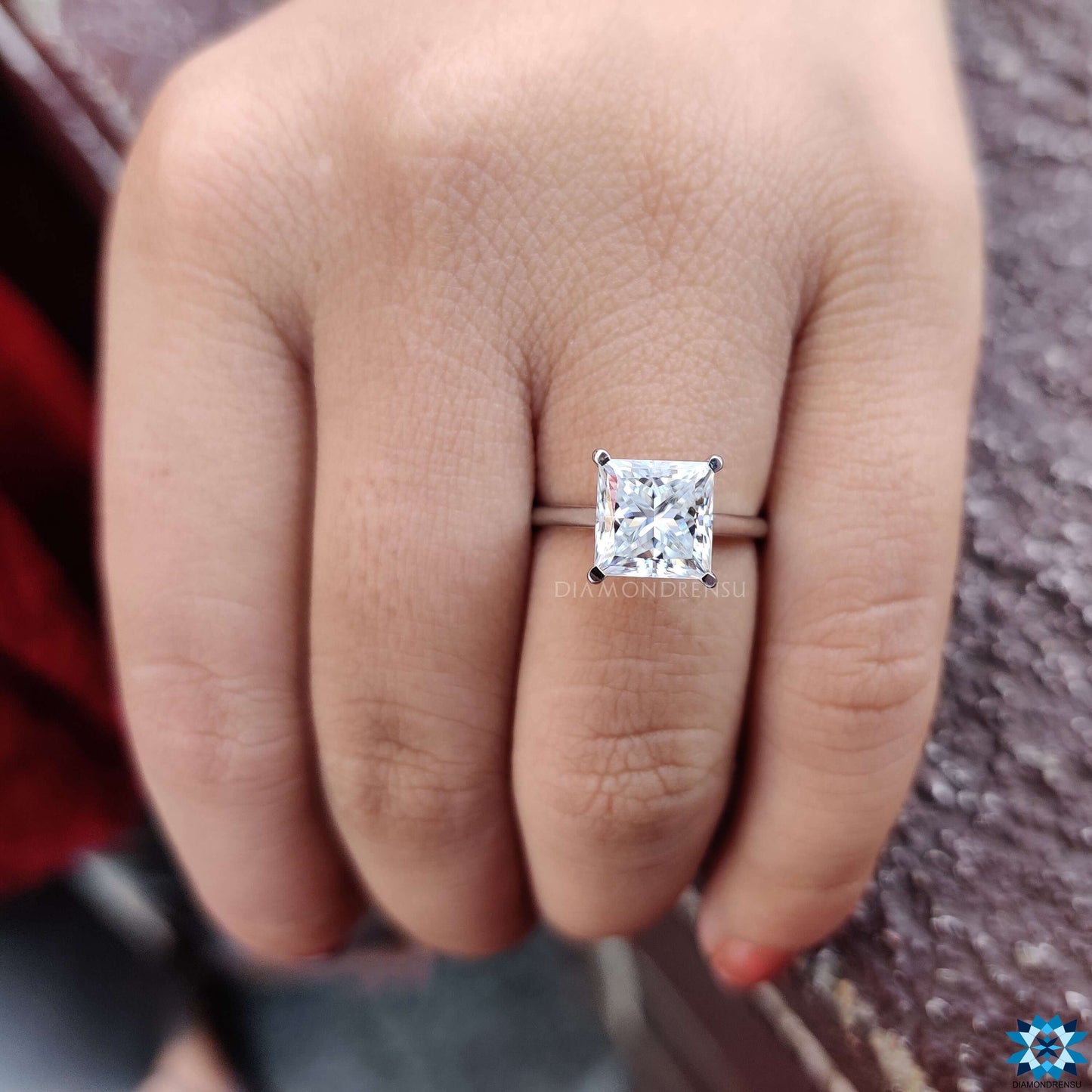 Privlačan 2.51 CT Princess Cut Bezbojni Moissanite Solitaire prsten