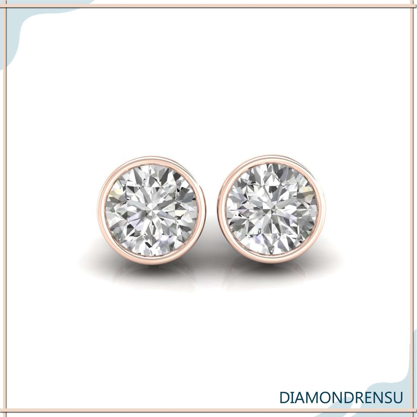 1.97 TCW okrugli rez bezbojni moissanite prsten bezel set Moissanite naušnice 