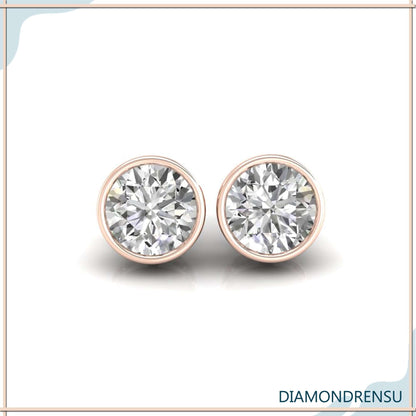 1.97 TCW okrugli rez bezbojni moissanite prsten bezel set Moissanite naušnice 