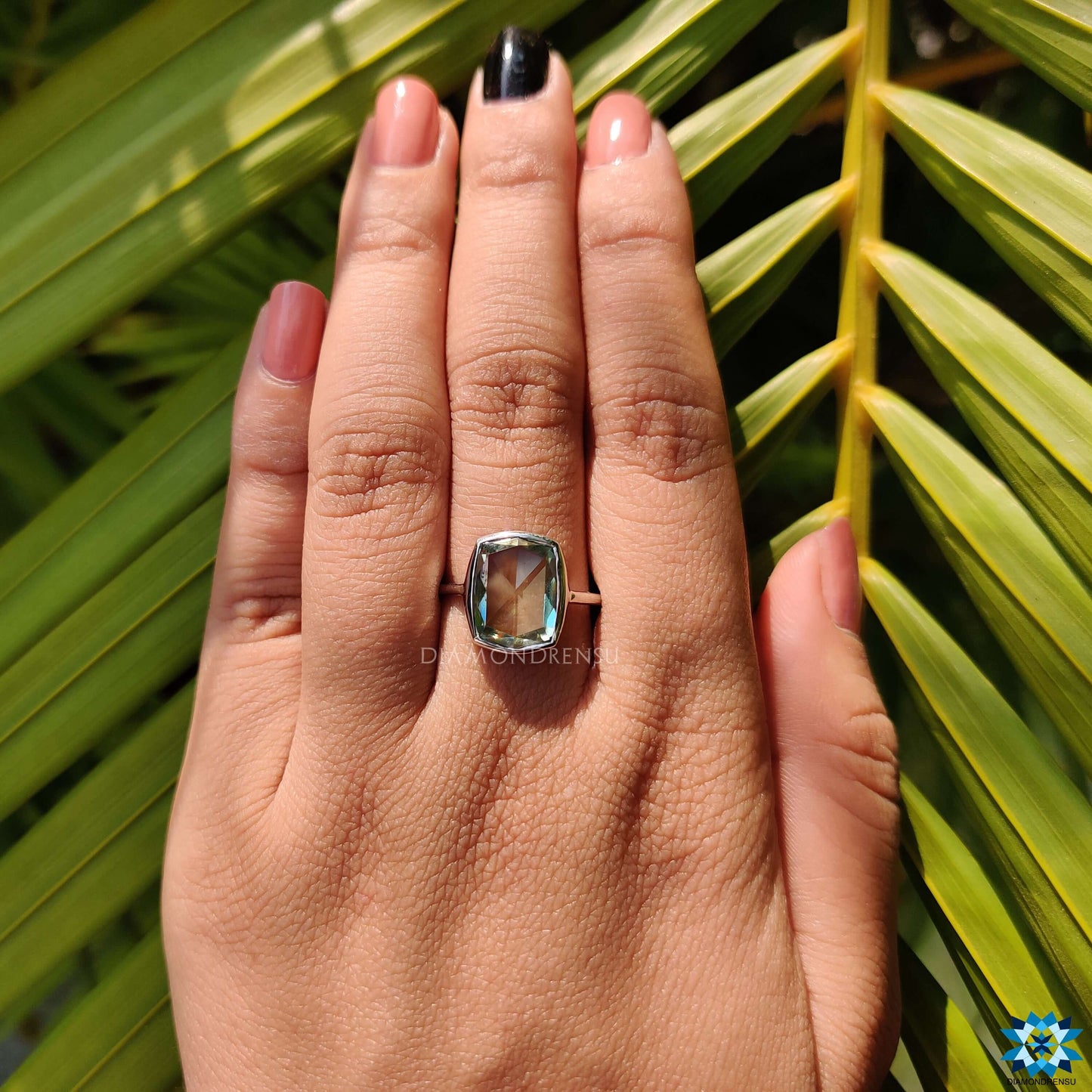 3.98 CT Elegantni cijan plavi jastučić sa roze reznim okvirom set pasijans zaručnički prsten 