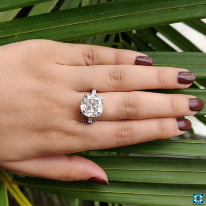 cushion three stone ring