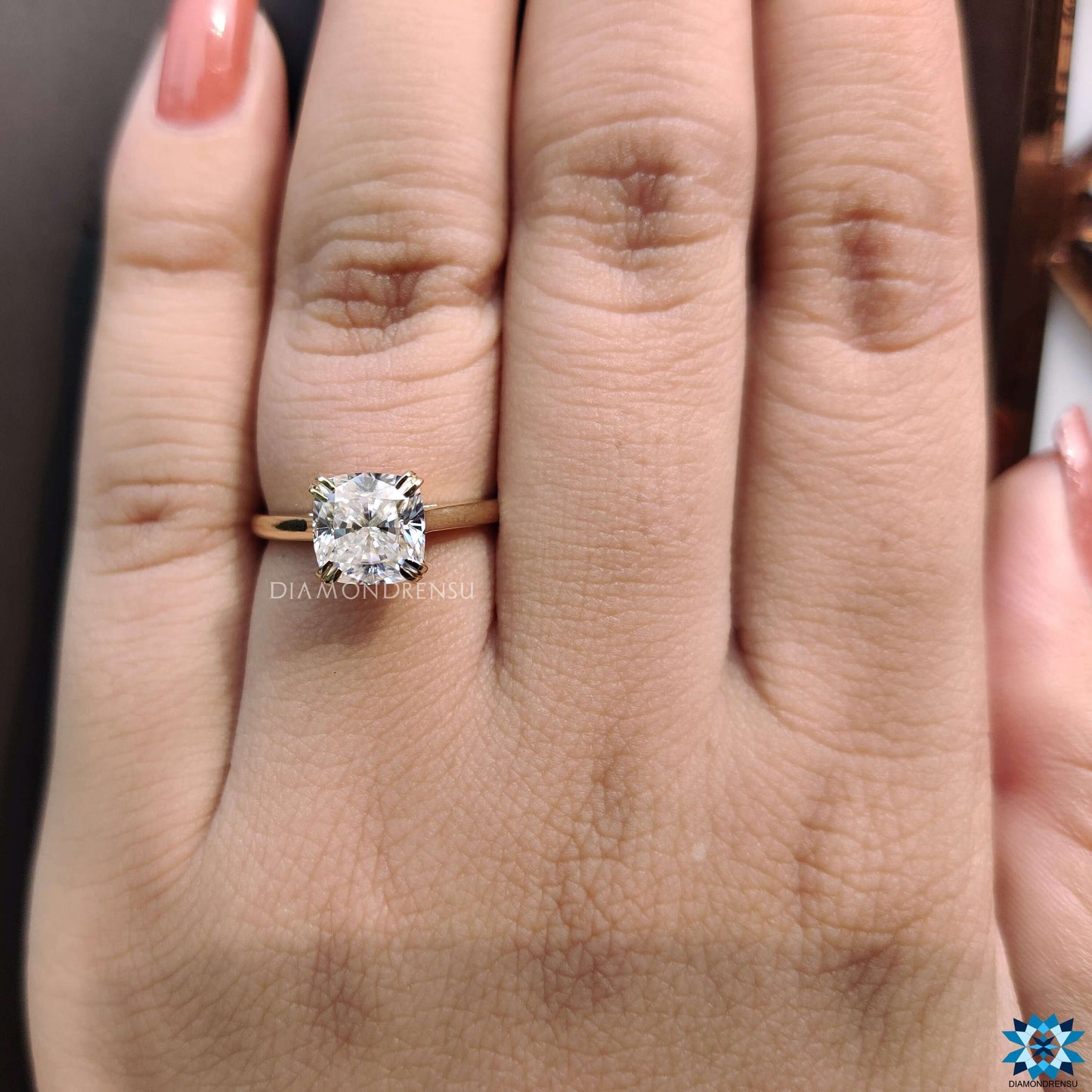 Classic 3.00 CT Cushion Solitaire Moissanite Engagement Ring