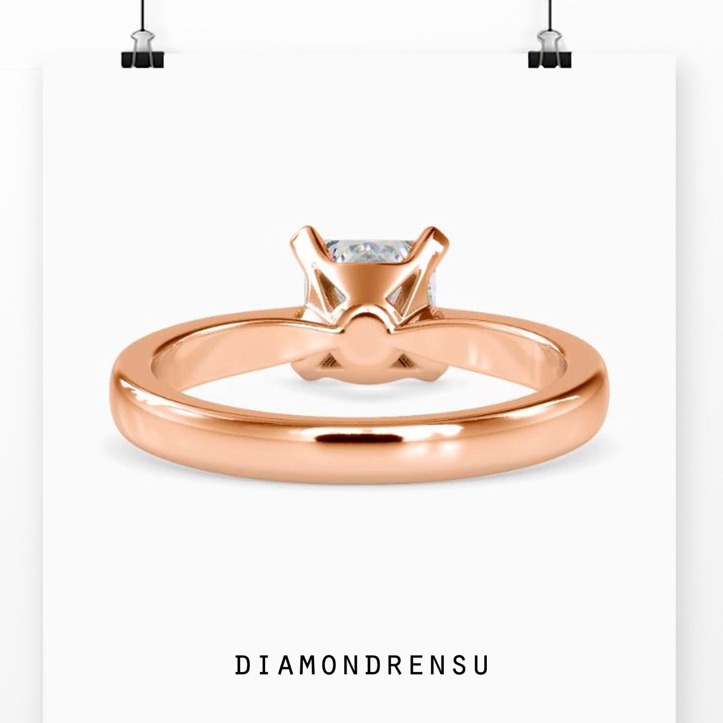 Lab grown diamond engagement ring with a 2 carat princess cut stone
