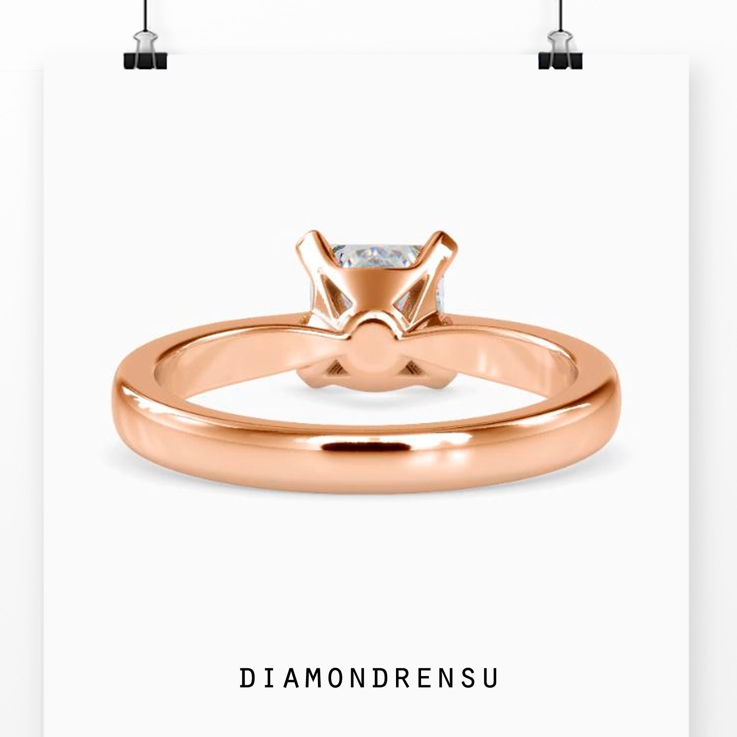 Lab grown diamond engagement ring with a 2 carat princess cut stone
