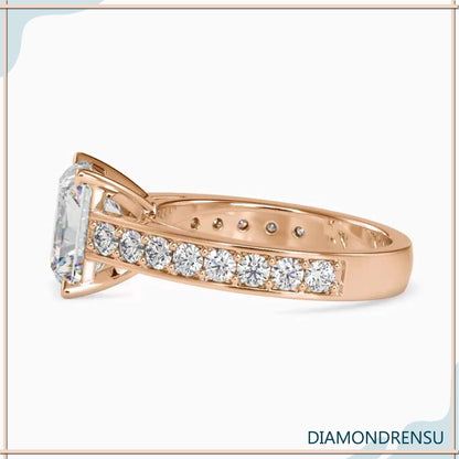 Lab grown diamond engagement ring with 2ct radiant cut stone
