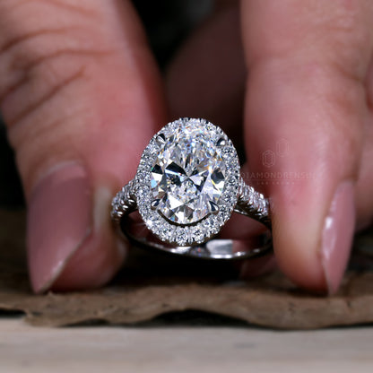 Oval Engagement Ring, 2.50 CT IGI Certified F/VS Lab Created Diamond Halo Engagement Ring, Anniversary Gift for Her