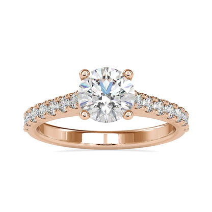 1.60 TCW Round Cut Chathedral Pave Set Moissanite Engagement Ring