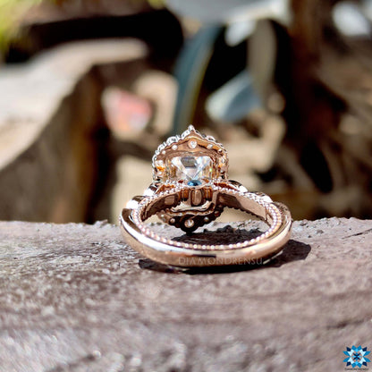 Sparkling moissanite halo engagement ring with a captivating halo setting, perfect for adding shine to any engagement.
