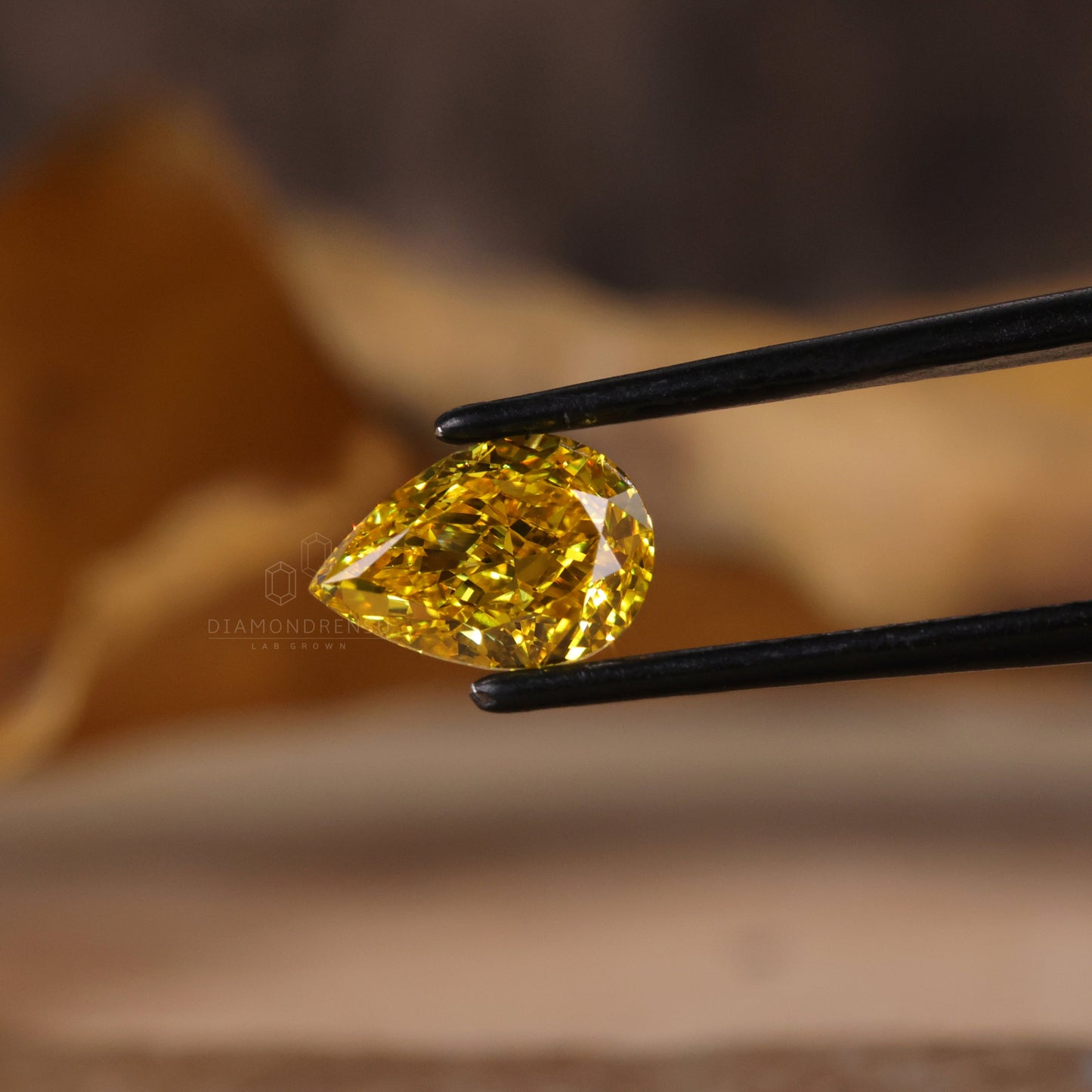 Žuti dijamant uzgojen u laboratoriji kruške, 1.55 CT kruška rezani dijamant za zaručnički ili vjenčani prsten