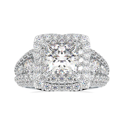 Double halo diamond ring with a stunning princess cut center stone.
