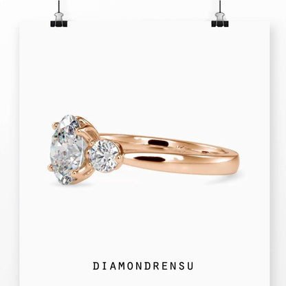 Oval engagement ring with a sleek design and radiant diamond brilliance.

