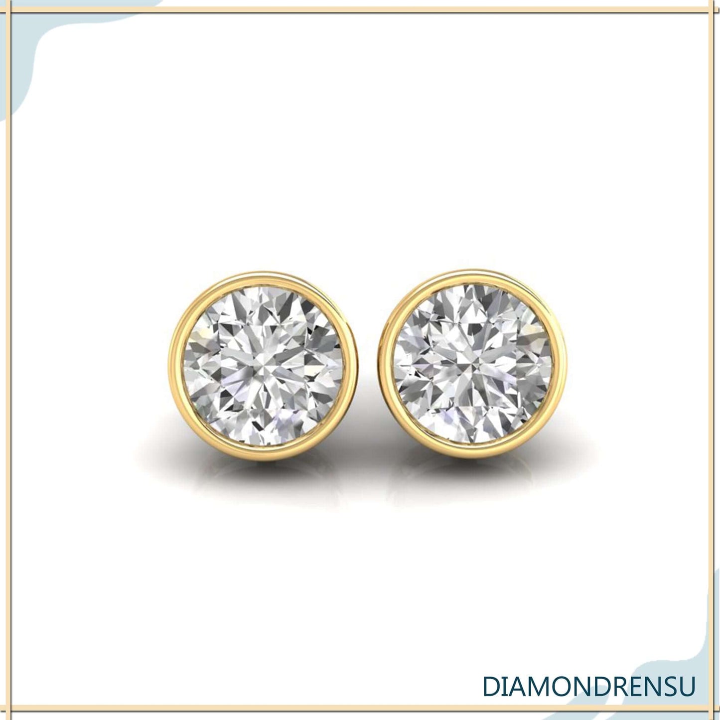 1.97 TCW okrugli rez bezbojni moissanite prsten bezel set Moissanite naušnice 