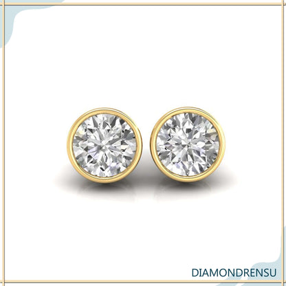 1.97 TCW okrugli rez bezbojni moissanite prsten bezel set Moissanite naušnice 