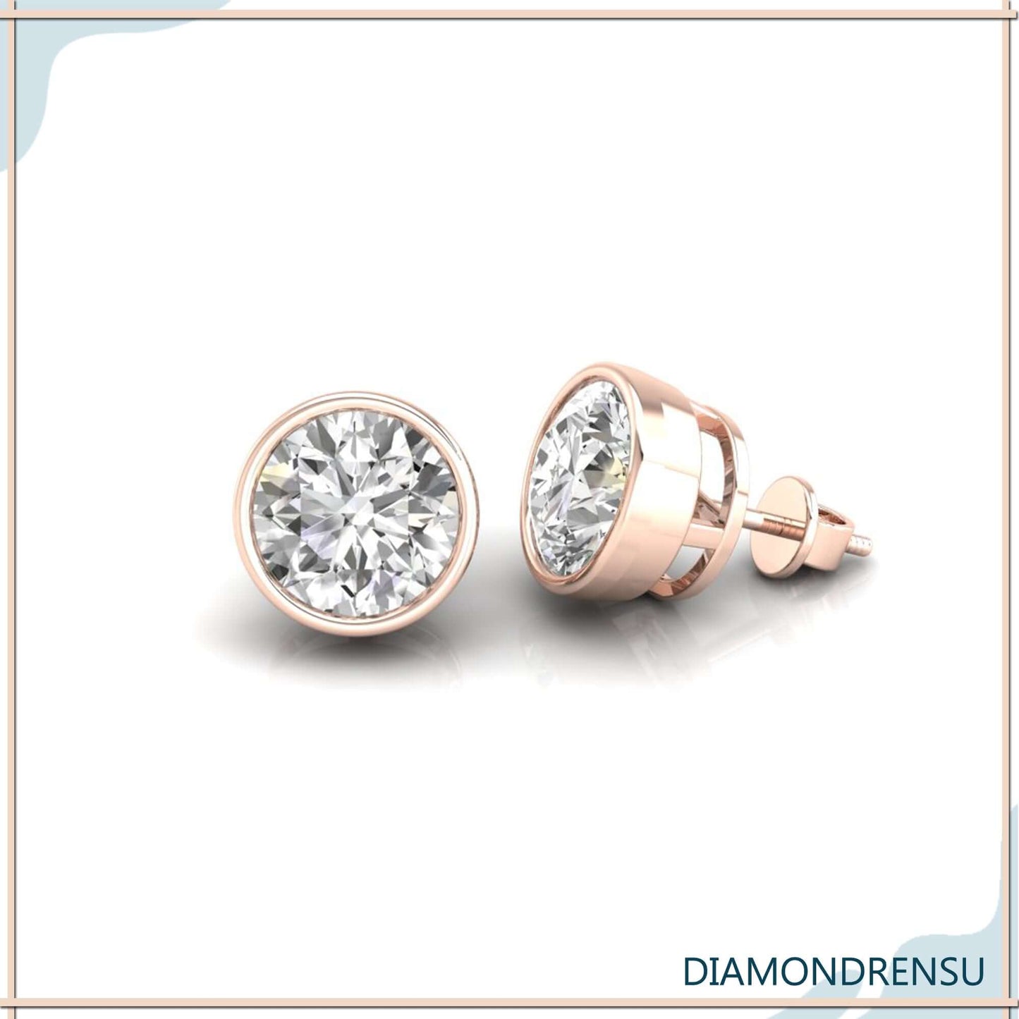 1.97 TCW okrugli rez bezbojni moissanite prsten bezel set Moissanite naušnice 