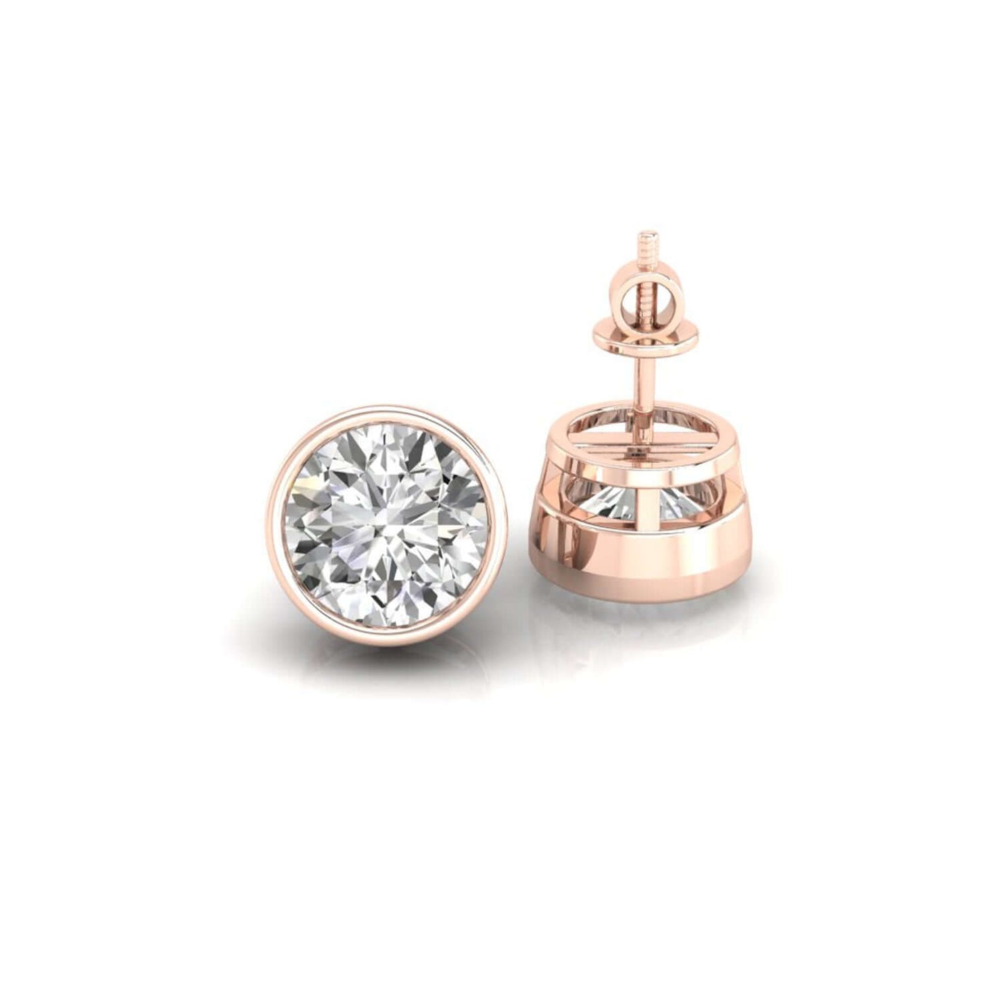 1.97 TCW okrugli rez bezbojni moissanite prsten bezel set Moissanite naušnice 