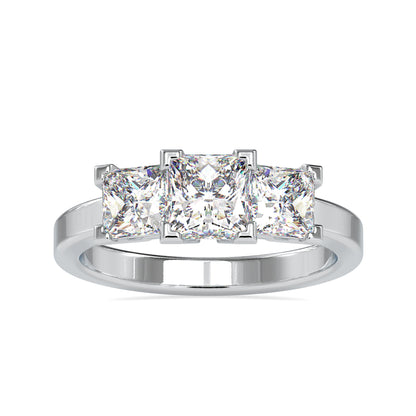Princess cut engagement ring in a basket setting with lab-grown diamond
