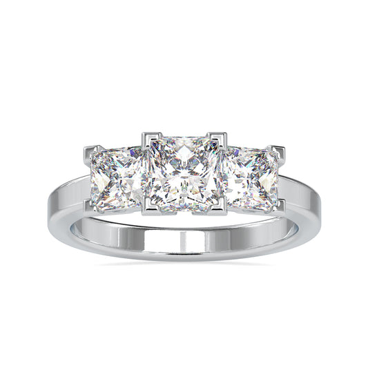 Princess cut engagement ring in a basket setting with lab-grown diamond
