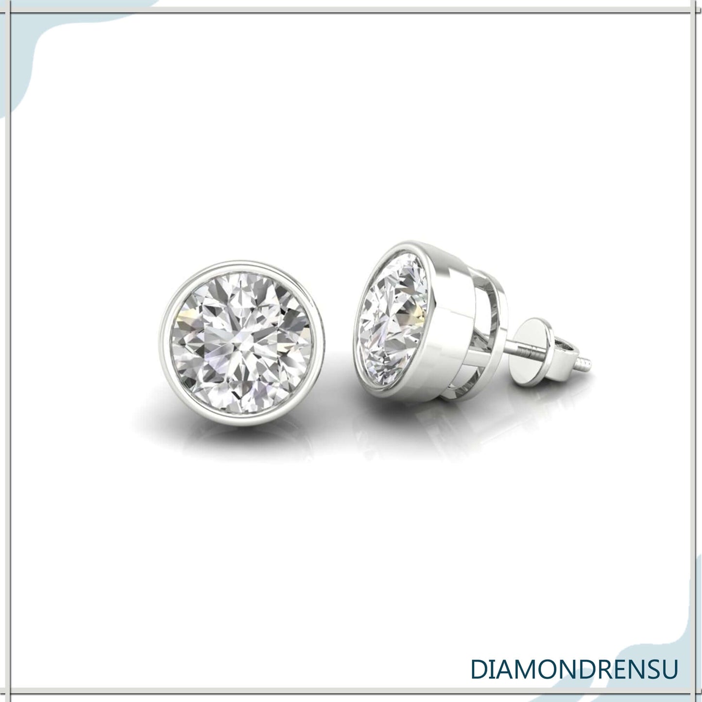 1.97 TCW okrugli rez bezbojni moissanite prsten bezel set Moissanite naušnice 
