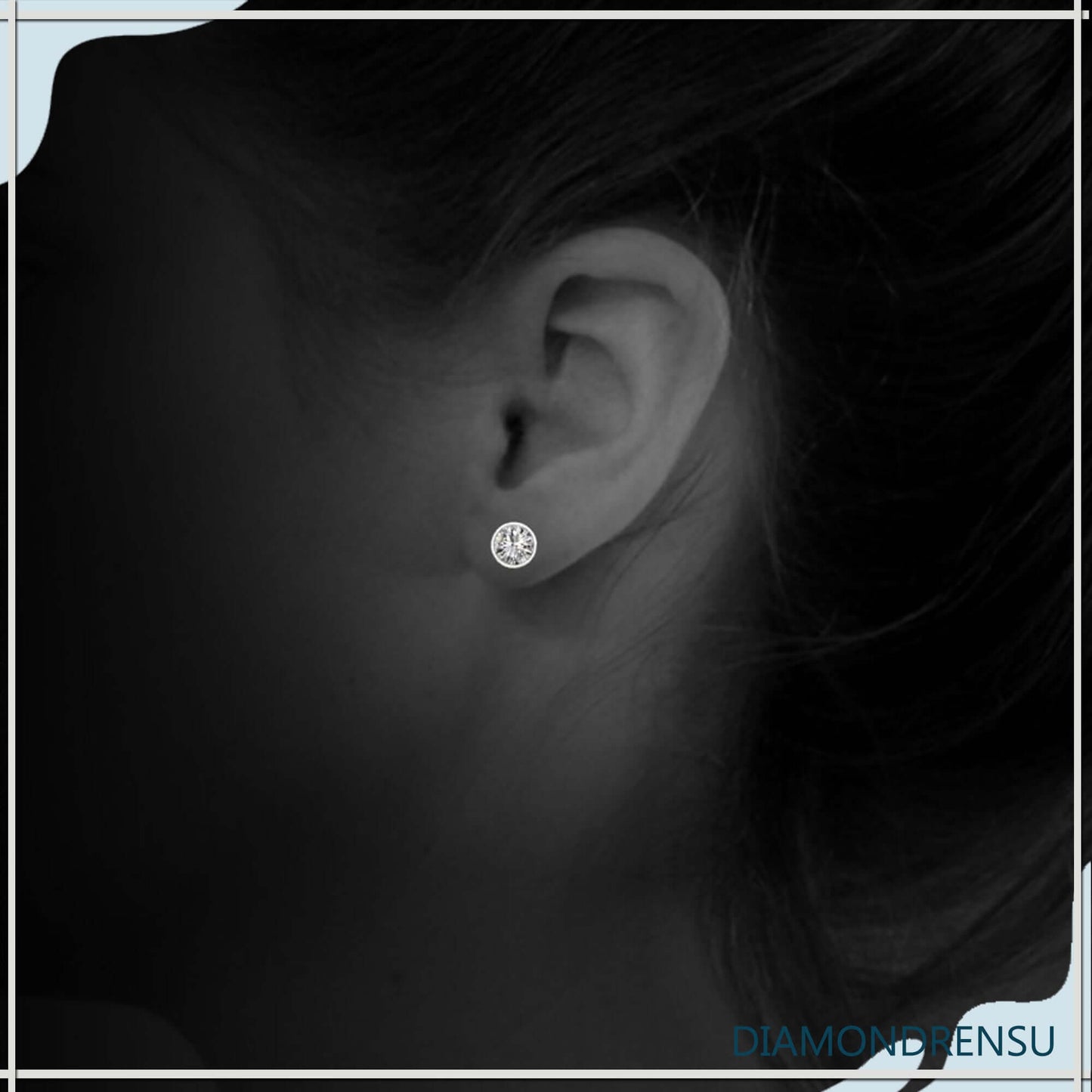 1.97 TCW okrugli rez bezbojni moissanite prsten bezel set Moissanite naušnice 