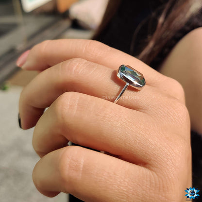 3.98 CT Elegantni cijan plavi jastučić sa roze reznim okvirom set pasijans zaručnički prsten 